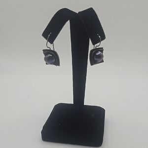 Silpada Bkack Perl Hammered Sterling Silver Earrings